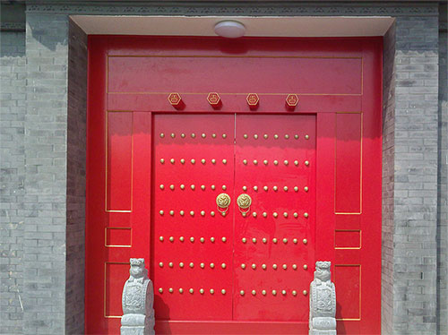 元阳中国传统四合院系列朱红色中式木制大门木作